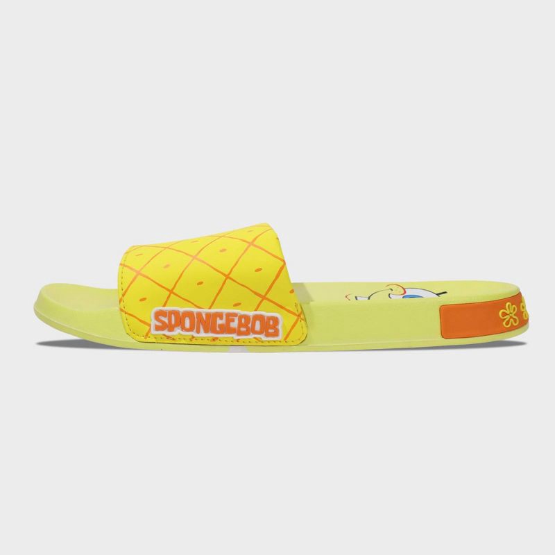 slide 2 of 5, Men's SpongeBob Slides - Yellow/Pink 9: Nickelodeon Sandals, Open Toe, Medium Width, 1 ct