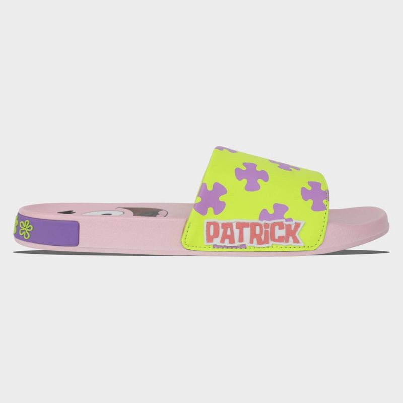 slide 3 of 5, Men's SpongeBob Slides - Yellow/Pink 9: Nickelodeon Sandals, Open Toe, Medium Width, 1 ct