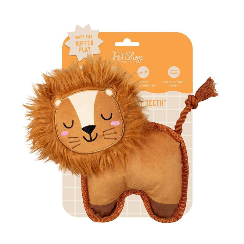 slide 2 of 4, PetShop by Fringe Studio Lion Durable Dog Plush Toy, 1 ct