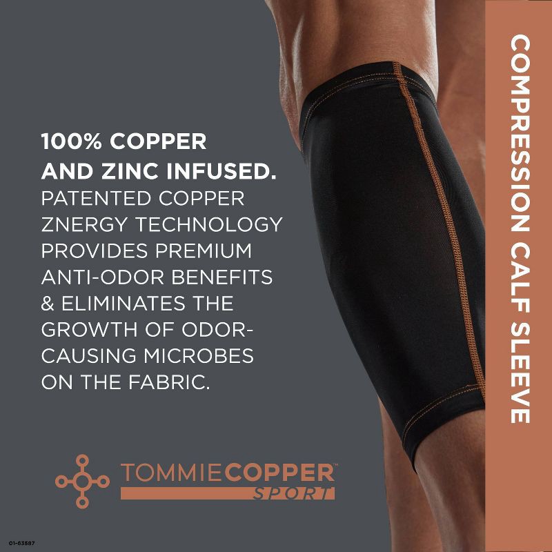 slide 3 of 6, Tommie Copper Tommie 10-14" Copper Sport Compression Calf Sleeve - S/M: Leg Support, Polyester Material, 1 ct