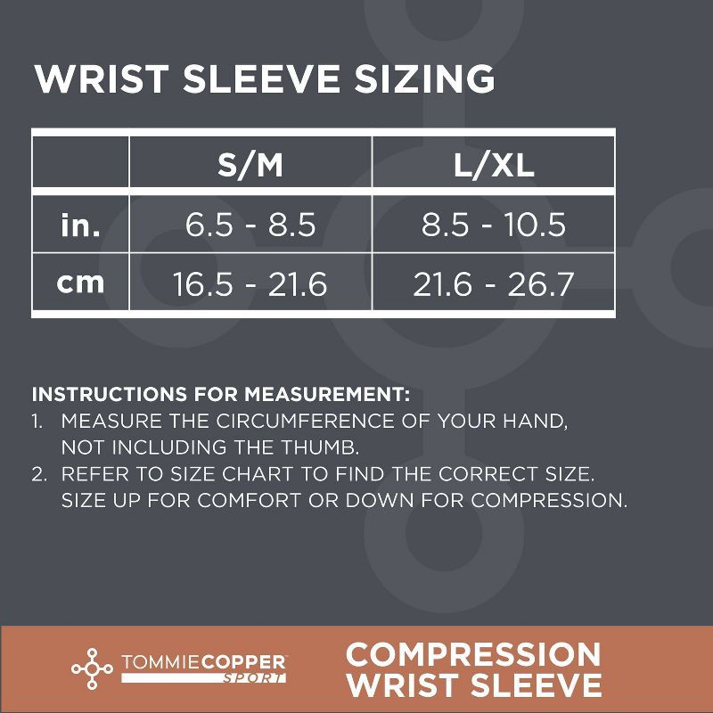 slide 8 of 8, Tommie Copper Sport Compression Wrist Sleeve - L/XL: Carpal Tunnel Support, Polyester, 1 ct