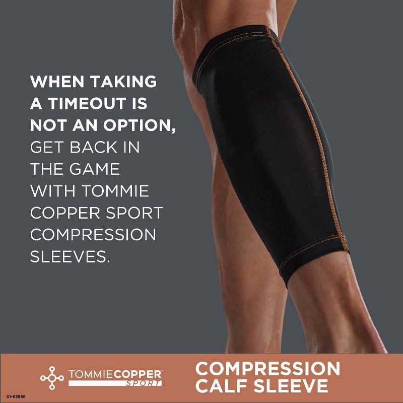 slide 2 of 6, Tommie Copper Tommie 14-18" Copper Sport Compression Calf Sleeve - L/XL: Muscle Support for Legs, 1 ct