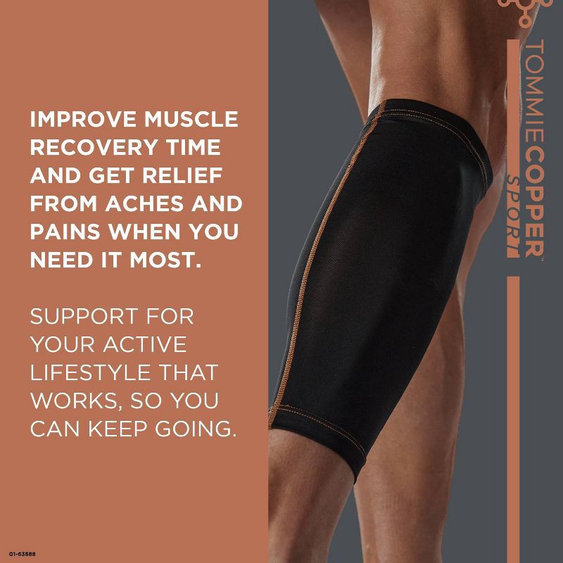 slide 4 of 6, Tommie Copper Tommie 14-18" Copper Sport Compression Calf Sleeve - L/XL: Muscle Support for Legs, 1 ct