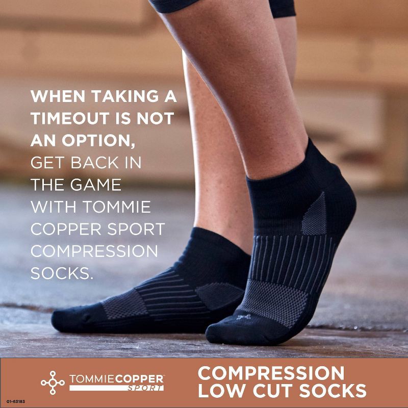 slide 3 of 7, Tommie Copper Sport Low Cut Socks 3pk - S/M: Nylon, Polyester, Spandex Blend, 3 ct