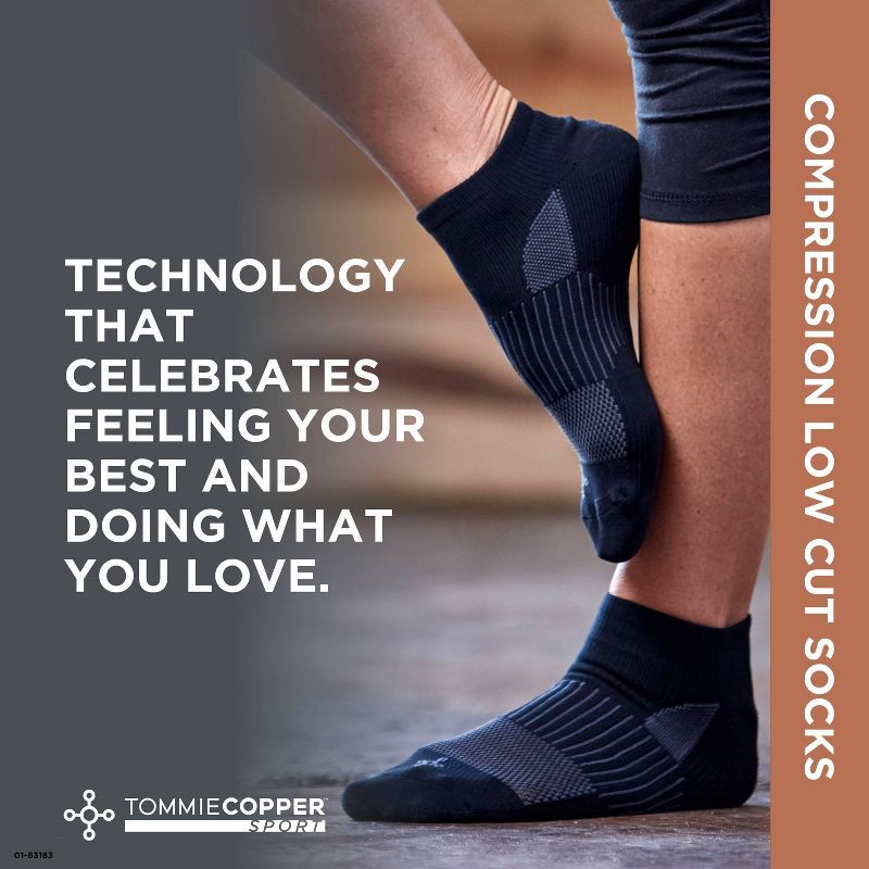 slide 6 of 7, Tommie Copper Sport Low Cut Socks 3pk - L/XL: Nylon, Polyester, Spandex Blend, 3 ct
