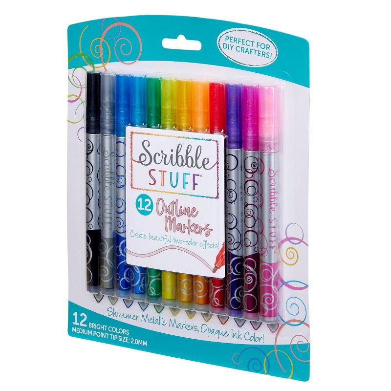 slide 3 of 9, Scribble Stuff 12ct Outliner Markers, Teacher Supplies, 12 ct
