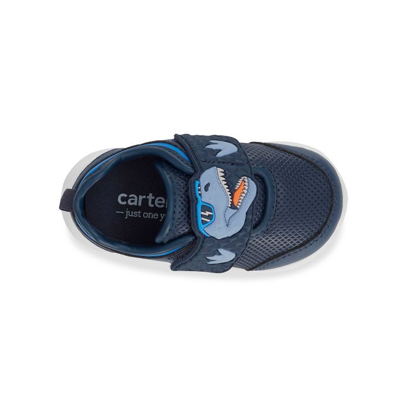 slide 3 of 4, Carter's Just One You®️ Toddler Boys' Dino Ash First Walker Sneakers - Navy Blue 3: Hook and Loop Closure, Dinosaur Pattern, TPR Outsole, 1 ct