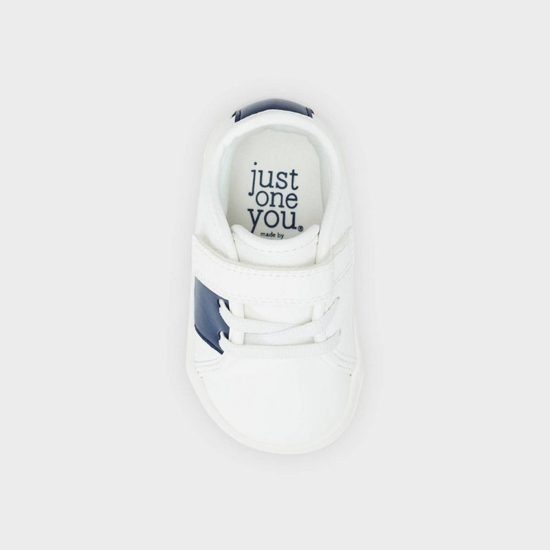 slide 4 of 4, Carter's Just One You®️ Toddler Boys' Daily First Walker Sneakers - White 4: Hook and Loop Closure, Textured Outsole, Round Toe, 1 ct