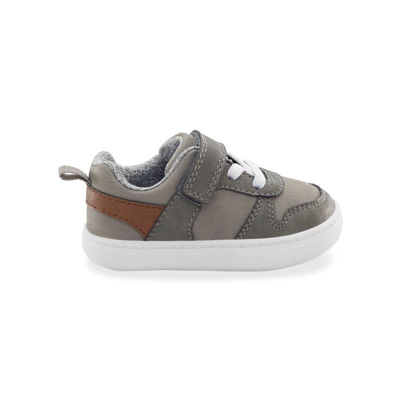 slide 2 of 4, Carter's Just One You®️ Baby Boys' Karson First Walker Sneakers - Gray/Brown 4: Hook and Loop Closure, TPR Outsole, 1 ct