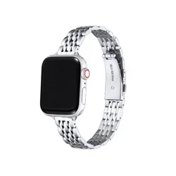 Posh Tech Stella Skinny Stainless-Steel Band for Apple Watch - Silver: Compatible Accessory