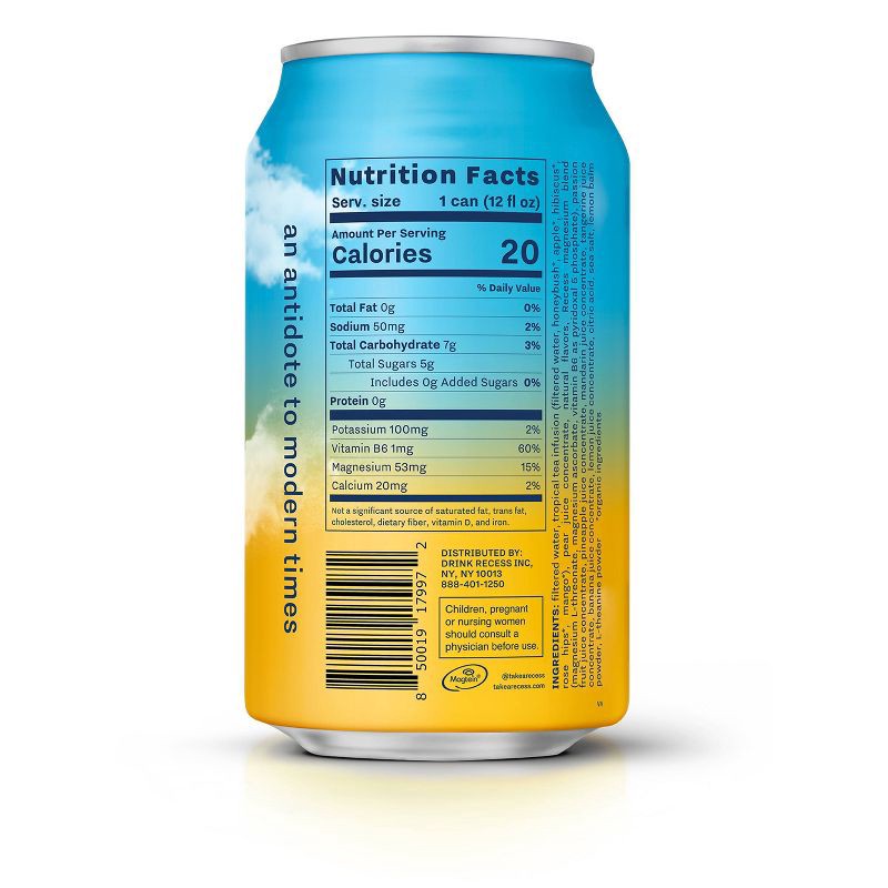 slide 3 of 6, Recess Mood Tropical Bliss Sparkling Water with Magnesium L-Threonate - 12 fl oz Can, 12 fl oz
