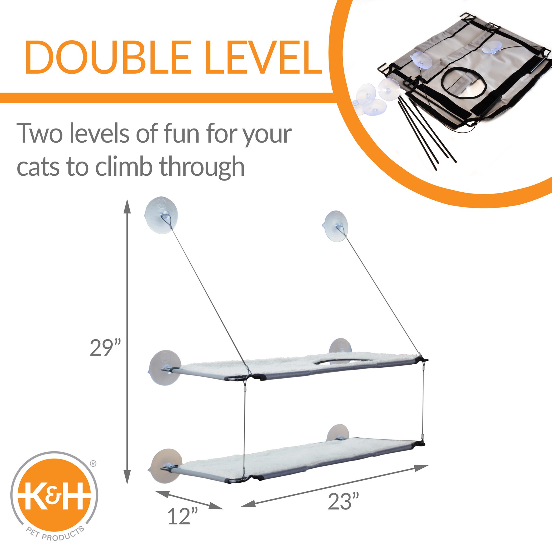 slide 3 of 10, K & H K&H Pet Products Window Double Lounger Cat Perch Natural 23 X 12 Inches, 1 ct