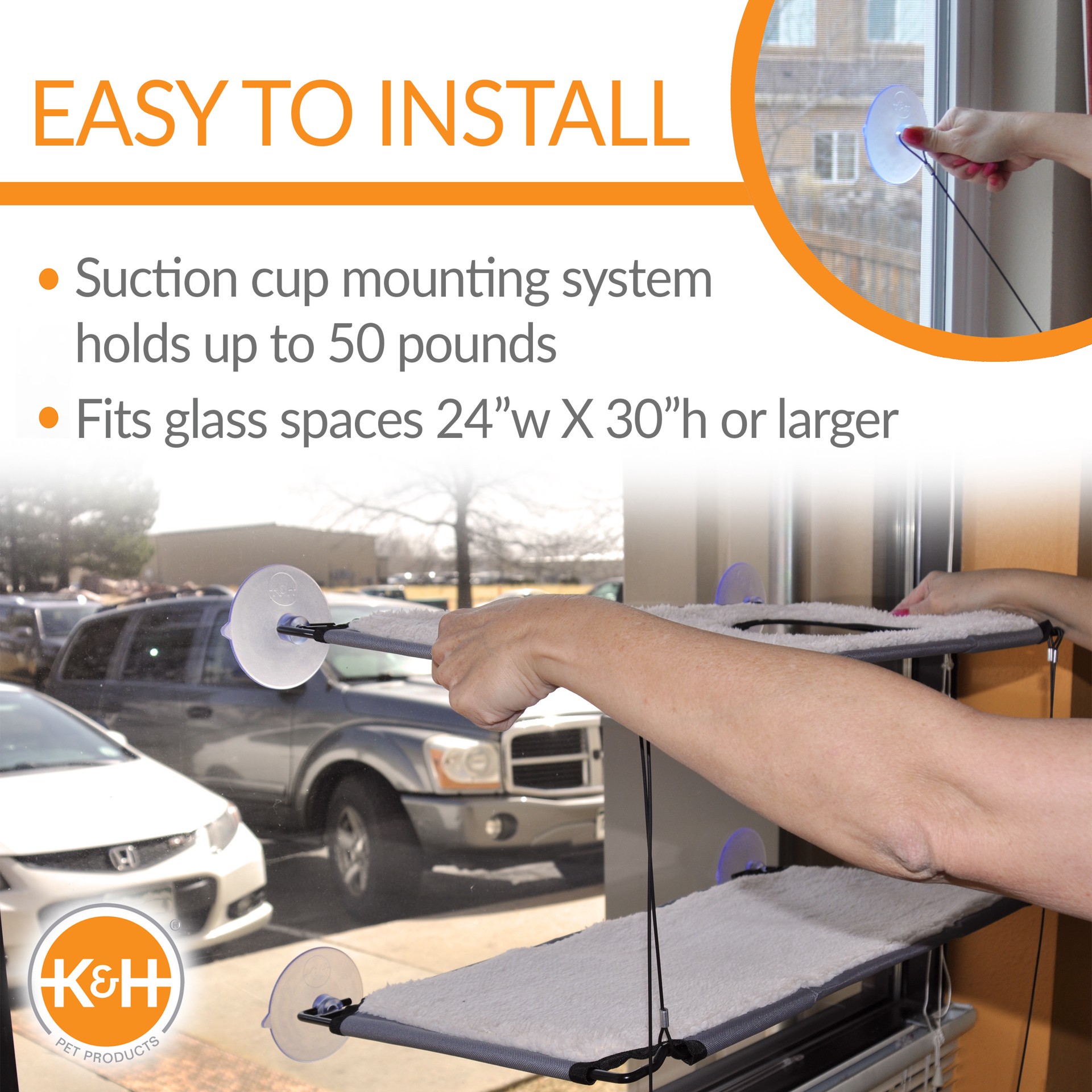 slide 9 of 10, K & H K&H Pet Products Window Double Lounger Cat Perch Natural 23 X 12 Inches, 1 ct