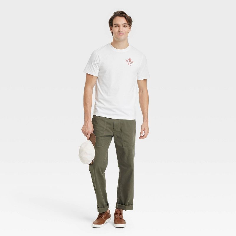slide 3 of 3, Men's Short Sleeve Graphic T-Shirt - Goodfellow & Co™ Cream XL: Hearts Pattern,, 1 ct