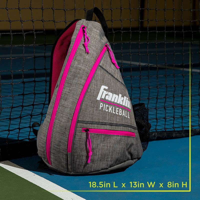 slide 6 of 7, Franklin Sports Sling Pickleball Bag - Gray/Pink: Capacity 2 Paddles, 3 Balls, 1 ct