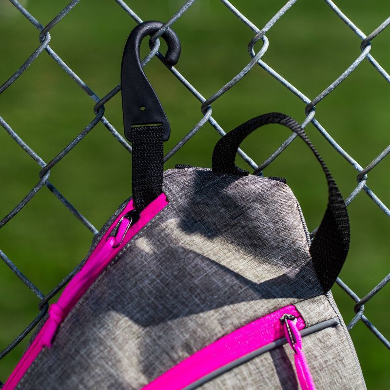 slide 7 of 7, Franklin Sports Sling Pickleball Bag - Gray/Pink: Capacity 2 Paddles, 3 Balls, 1 ct
