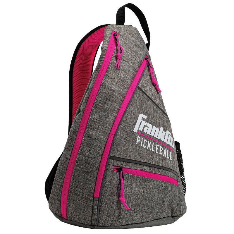 slide 1 of 7, Franklin Sports Sling Pickleball Bag - Gray/Pink: Capacity 2 Paddles, 3 Balls, 1 ct