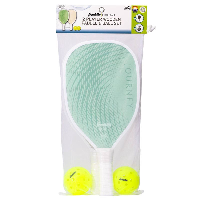 slide 2 of 7, Franklin Sports 2 Player Journey Traditional Pickleball Paddle Set in Mesh Bag - Green/Beige, 1 ct