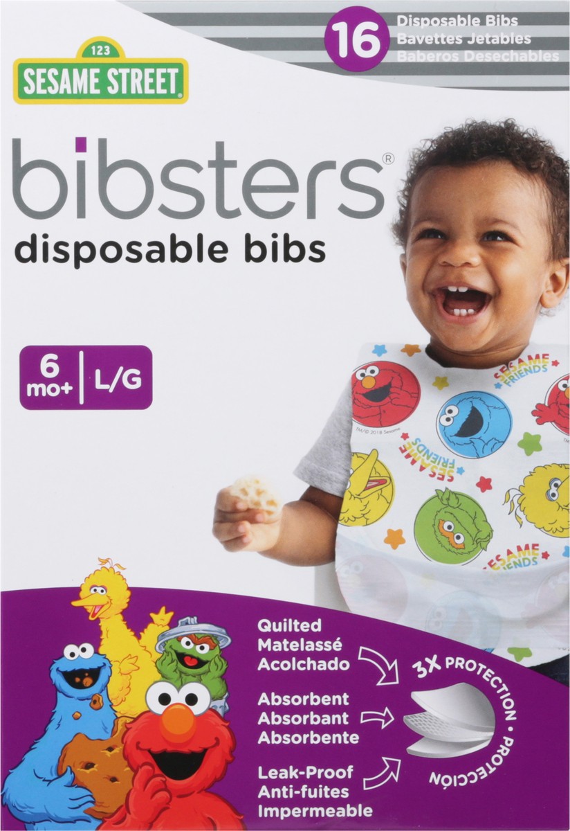 slide 1 of 13, Bibsters Sesame Street Large Disposable Bibs 16 Disposable Bibs 16 ea, 16 ct