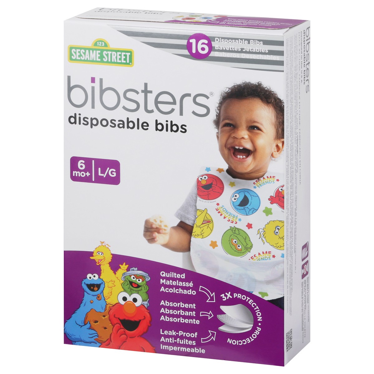 slide 4 of 13, Bibsters Sesame Street Large Disposable Bibs 16 Disposable Bibs 16 ea, 16 ct