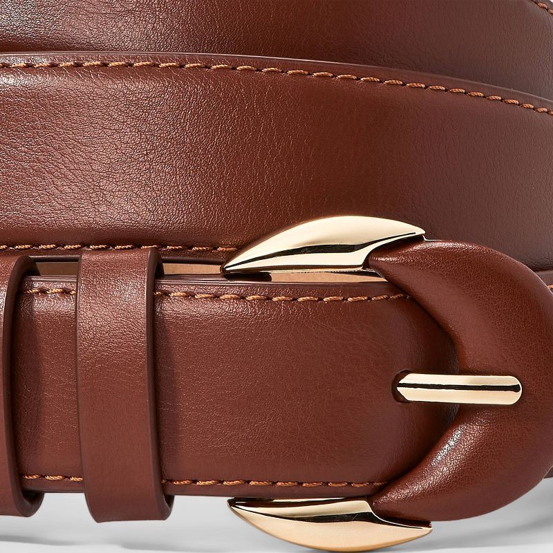 slide 3 of 3, Leather/Metal Mix Buckle Multi-loop Belt - A New Day™ Brown XS: Adjustable Strap, Solid Pattern, 36" Length, 1 ct
