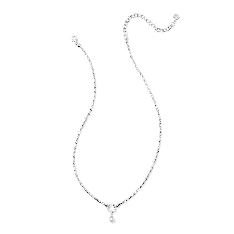 slide 2 of 4, Kendra Scott Rhodium Over Brass Sawyer Chain Necklace - Silver/White Pearl: 16" Hook & Eye Closure, 1 ct