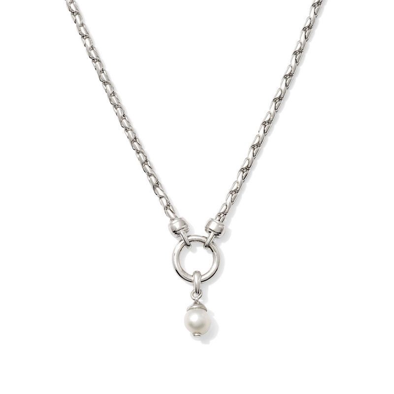 slide 1 of 4, Kendra Scott Rhodium Over Brass Sawyer Chain Necklace - Silver/White Pearl: 16" Hook & Eye Closure, 1 ct