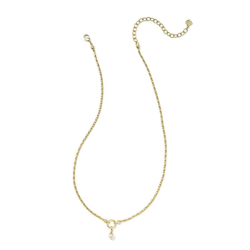 slide 2 of 4, Kendra Scott 14K Gold Over Brass Sawyer Chain Necklace - Gold/White Pearl: Hook & Eye Closure, 16" Length, 1 ct