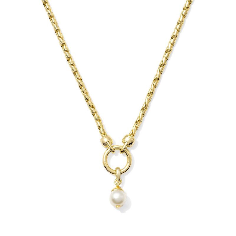 slide 1 of 4, Kendra Scott 14K Gold Over Brass Sawyer Chain Necklace - Gold/White Pearl: Hook & Eye Closure, 16" Length, 1 ct