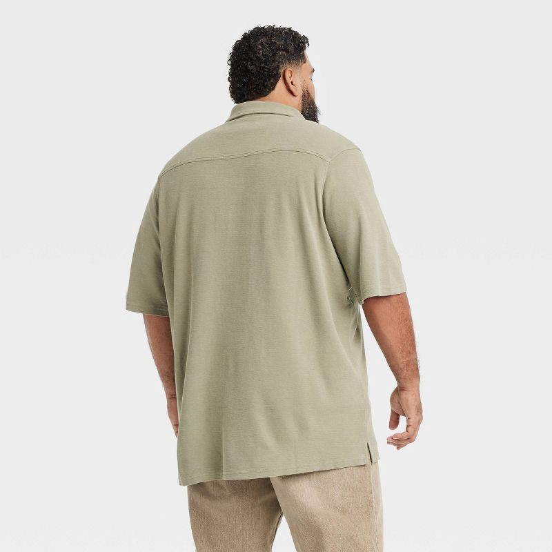 slide 2 of 3, Men's Short Sleeve Knit Button-Down Shirt - Goodfellow & Co™ Green S: Front Pocket, 1 ct