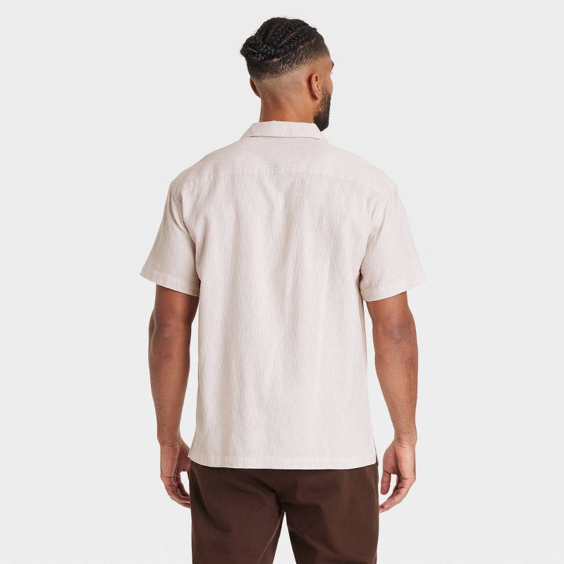 slide 2 of 3, Men's Short Sleeve Slub Camp Button-Down Shirt - Goodfellow & Co™ Tan S, 1 ct