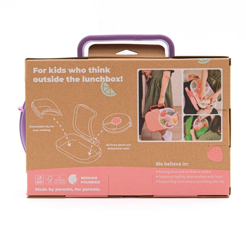 slide 6 of 6, GoBe Kids' 2-in-1 Bento Style Lunchbox with Small Snack Spinner Flip - Grape Purple: BPA-Free Polypropylene, Ages 3-10, 1 ct