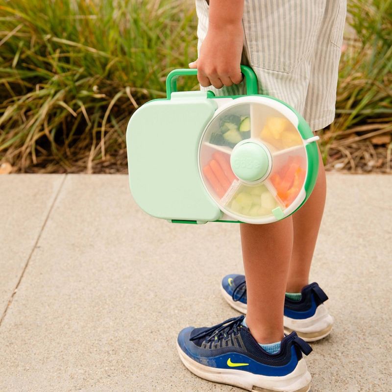 slide 2 of 6, GoBe Kids' 2-in-1 Bento Style Lunchbox with Small Snack Spinner Flip - Sage Green: Ages 3-10, Polypropylene, 1 ct