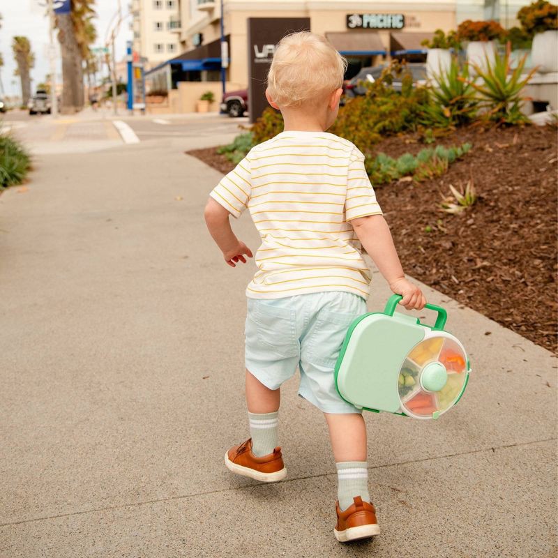 slide 4 of 6, GoBe Kids' 2-in-1 Bento Style Lunchbox with Small Snack Spinner Flip - Sage Green: Ages 3-10, Polypropylene, 1 ct