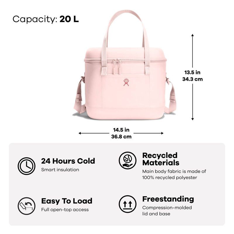 slide 5 of 5, Hydro Flask 21.1qt Carry Out Soft Cooler - Trillium: Zip Closure, Adjustable Straps, 21.1 qt