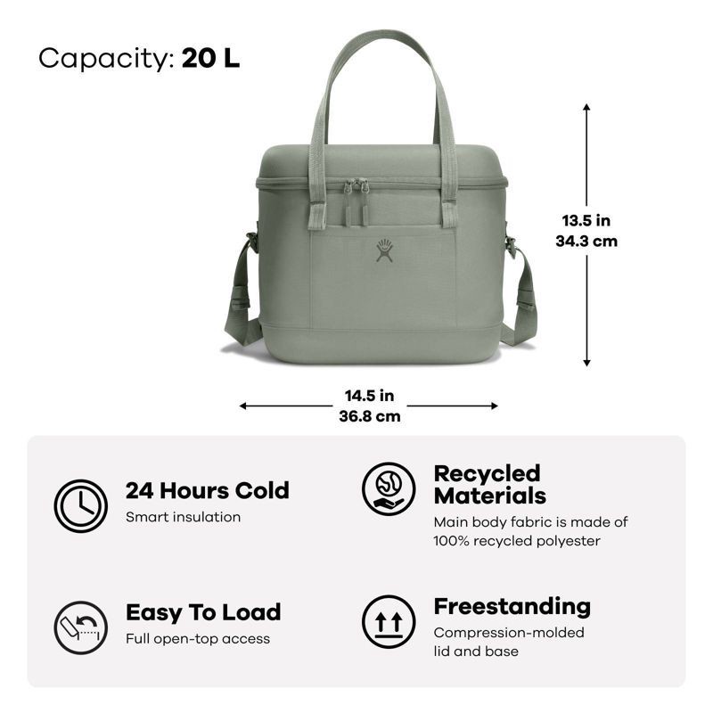 slide 4 of 4, Hydro Flask 21.1qt Carry Out Soft Cooler - Agave: Beverage Can Capacity 38, Zip Closure, 21.1 qt