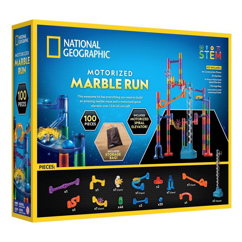 slide 2 of 5, National Geographic 100 PC Marble run: Creative, Engineering, Physics, Activity Guide Included, 100 ct