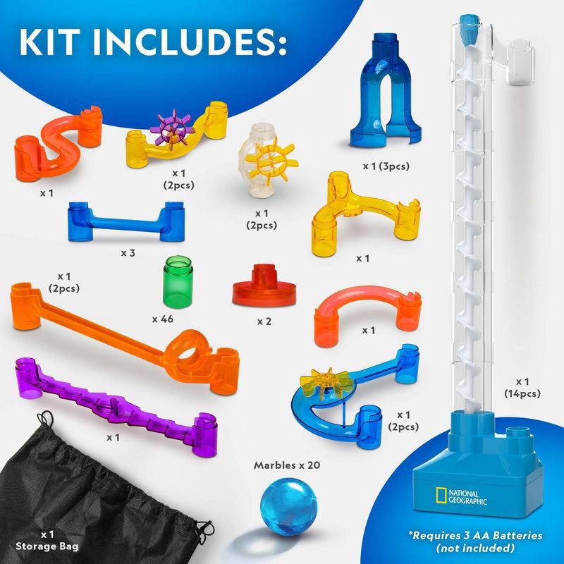 slide 4 of 5, National Geographic 100 PC Marble run: Creative, Engineering, Physics, Activity Guide Included, 100 ct