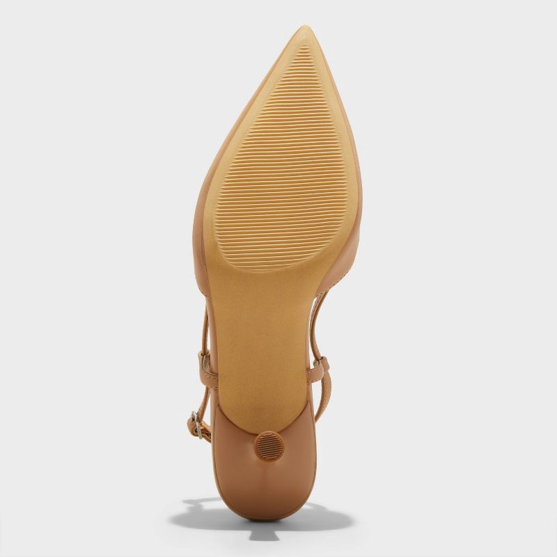 slide 4 of 4, Women's Annette Slingback Kitten Heels with Memory Foam Insole - A New Day™ Tan 9: Closed Pointed Toe, Non-Marking Outsole, 1 ct