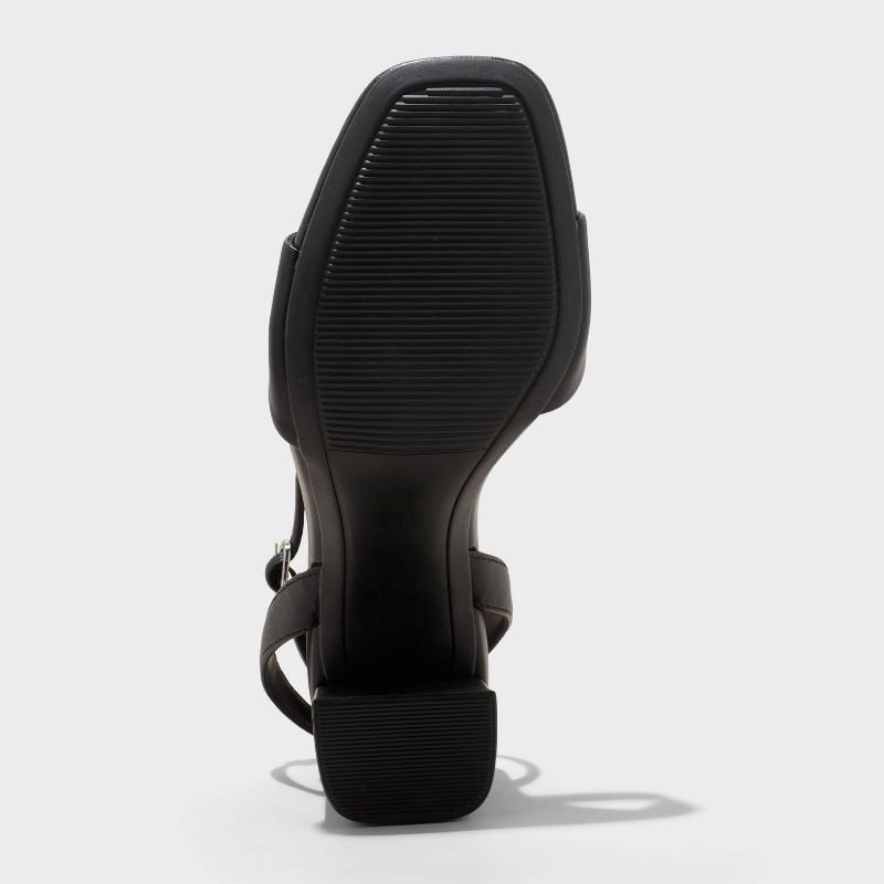 slide 4 of 4, Women's Haley Ankle Strap Single Band Flare Heels with Memory Foam Insole - A New Day™ Black 8.5: Block Heel, Open Toe, 1 ct