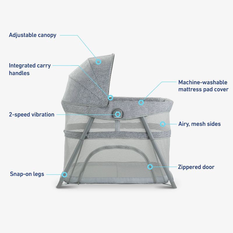 slide 6 of 6, Graco Dream More 3-in-1 Travel Bassinet - Gray, 1 ct