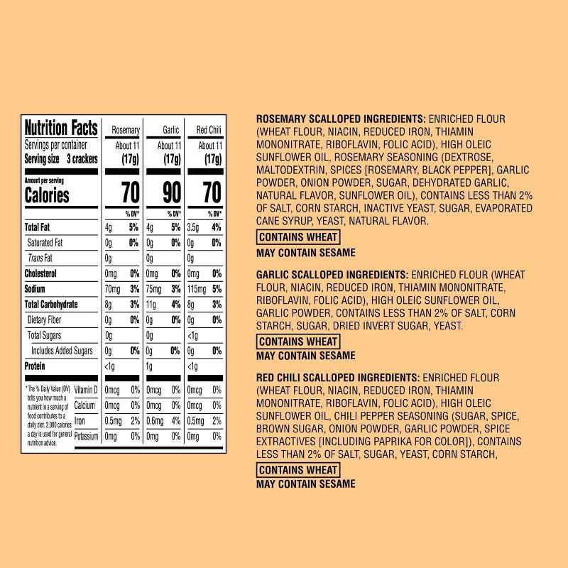 slide 3 of 5, Assorted Cracker Trio - Garlic, Rosemary, Red Chili Flavored - 19.5oz - Good & Gather™, 19.5 oz