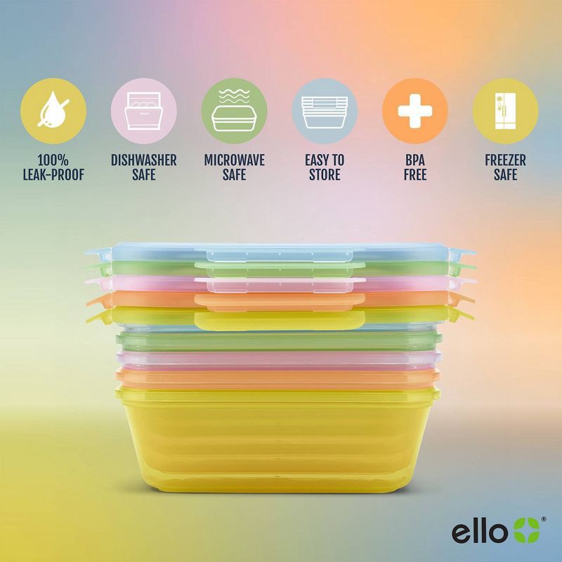 slide 3 of 8, Ello 10pc Snap and Nest Meal Prep Food Storage Containers Multicolor Brights, 10 ct