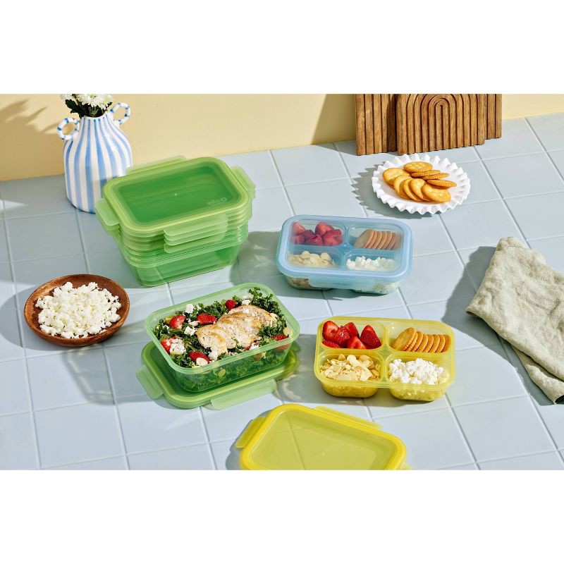 slide 2 of 7, Ello 10pc Snap and Nest Meal Prep Food Storage Containers Green, 10 ct