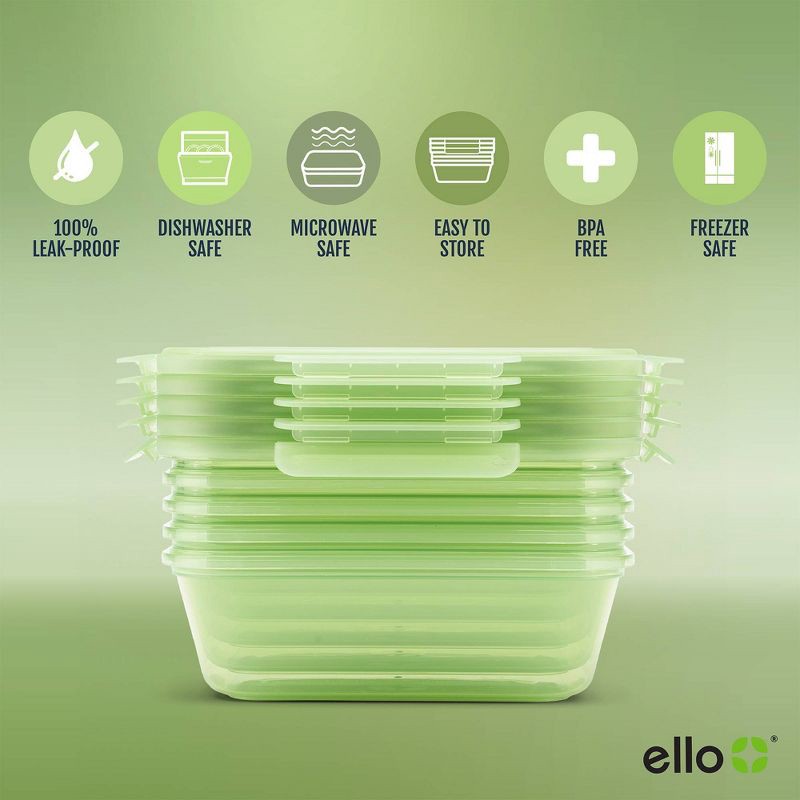 slide 3 of 7, Ello 10pc Snap and Nest Meal Prep Food Storage Containers Green, 10 ct