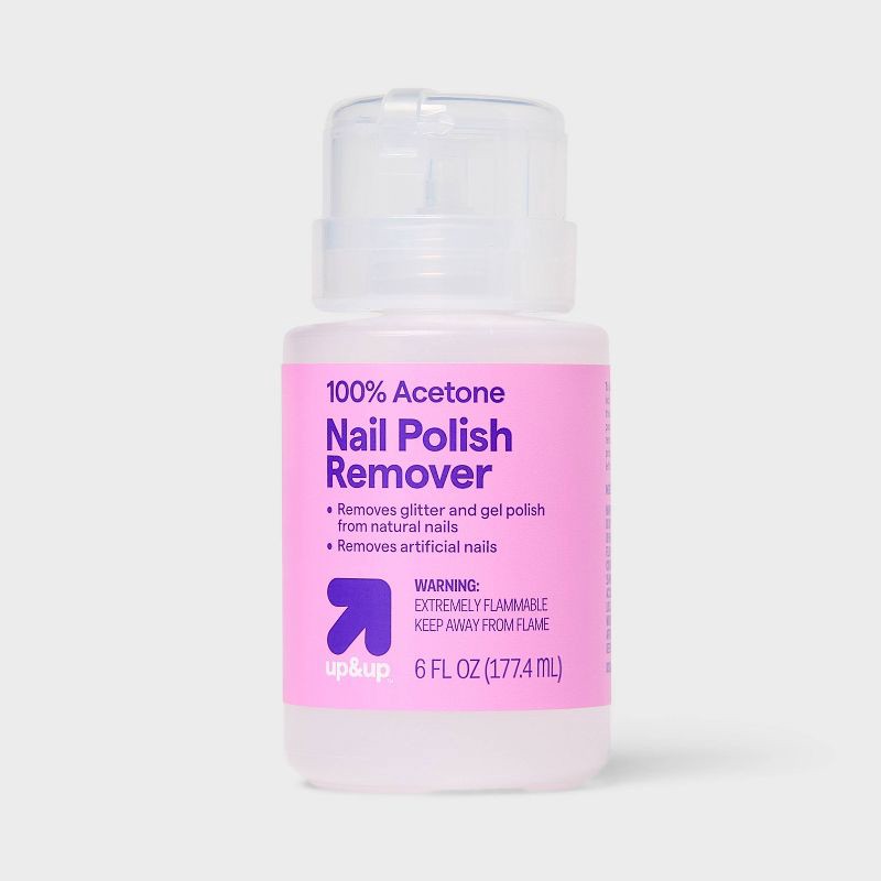 slide 1 of 3, Pump Bottle 100% Acetone Nail Polish Remover - 6oz - up&up™, 6 oz