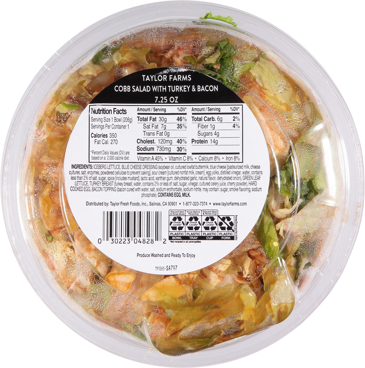 slide 2 of 9, Taylor Farms Cobb Salad with Turkey & Bacon 7.25 oz, 7.75 oz