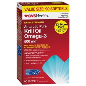 slide 1 of 1, CVS Health Extra Strength Omega-3 Krill Oil Softgels 500Mg, 90Ct, 90 ct
