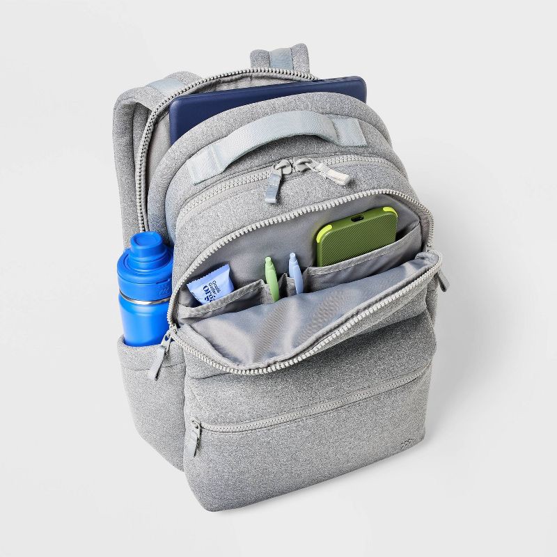 slide 3 of 5, 14L Faux Neoprene Backpack - All In Motion™ Heather Gray: High School 16-Inch Laptop, 14 liter