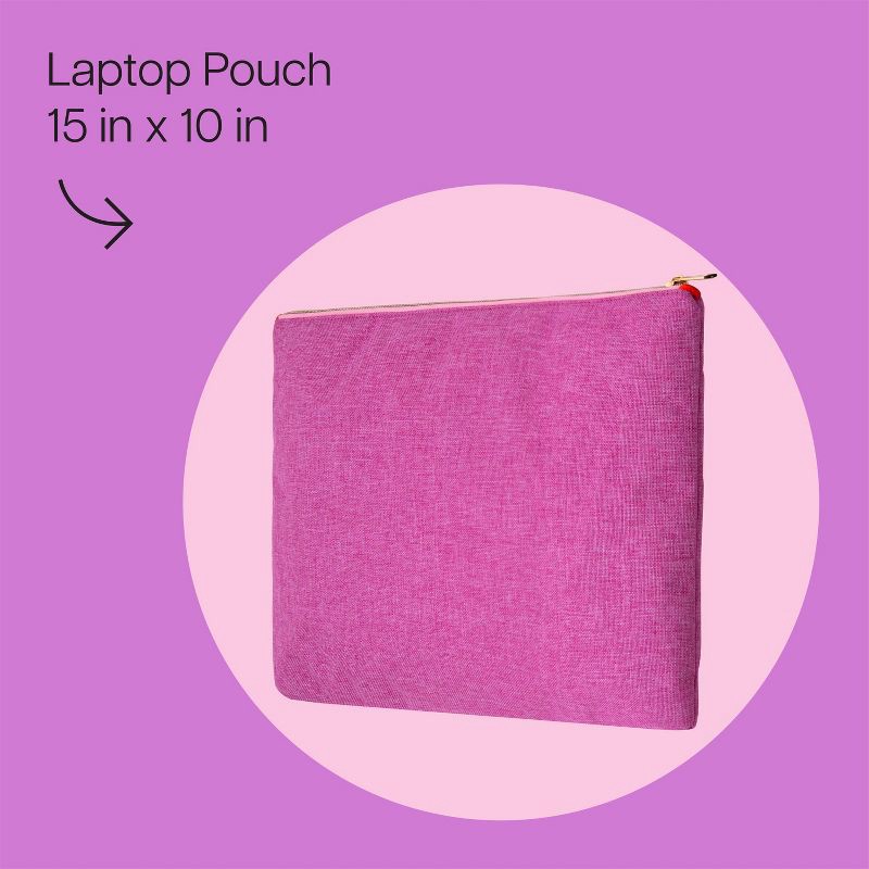 slide 2 of 6, Noted by Post-it Zip Top Canvas Laptop Pouch Magenta, 1 ct